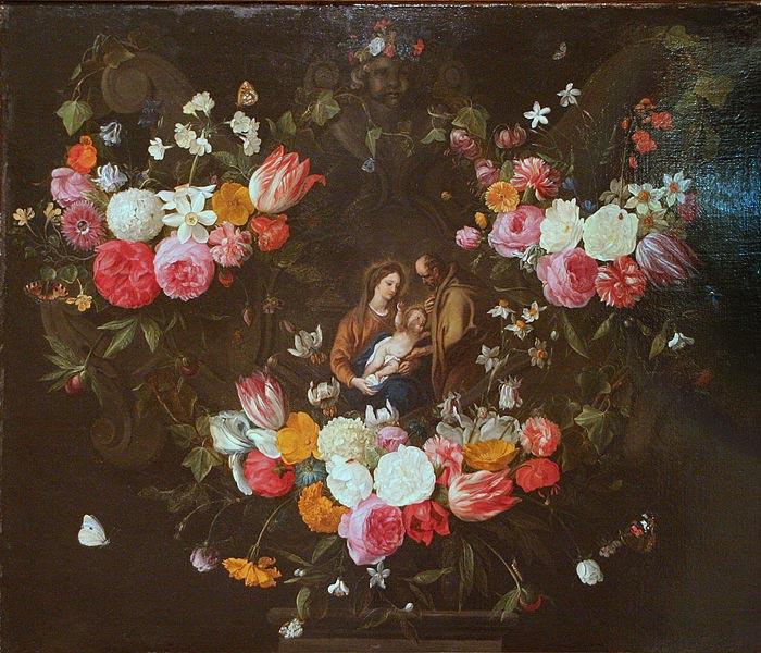 Jan Van Kessel Garland of Flowers with the Holy Family Sweden oil painting art